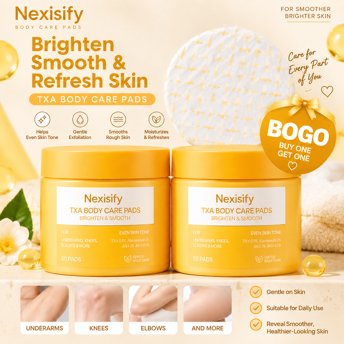🍓 Nexisify TXA Body Care Pads ✨ Brighten, Smooth & Refresh Skin